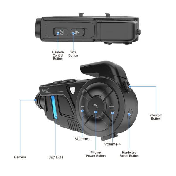 EJEAS K1 PRO+ (2-IN-1 Motorcycle Mesh Intercom Headset & Helmet Recorder) - View 2