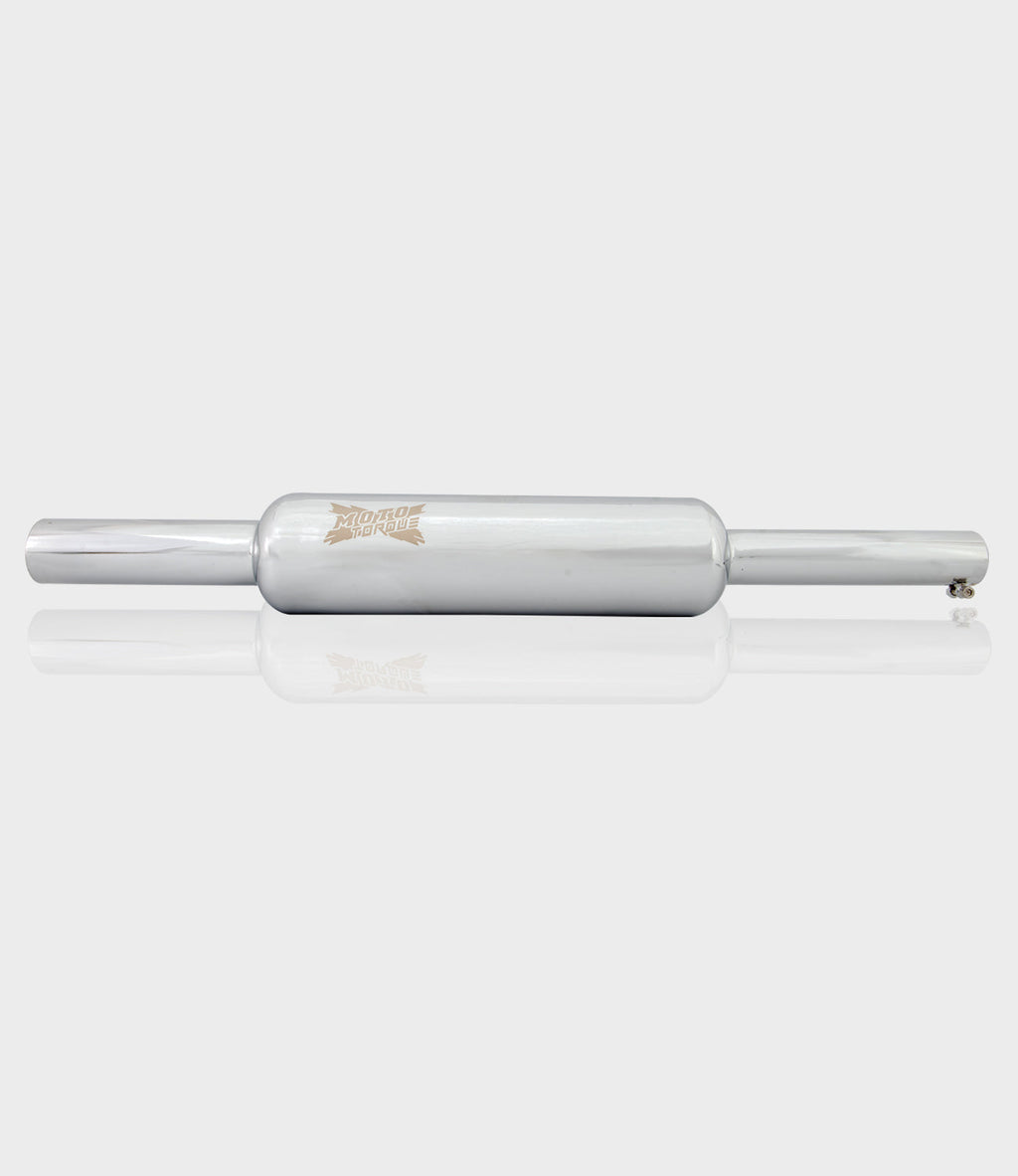 Moto torque Bottle Chrome Exhaust for Royal Enfield UCE Models – Classical Bullet Bass Performance Silencer