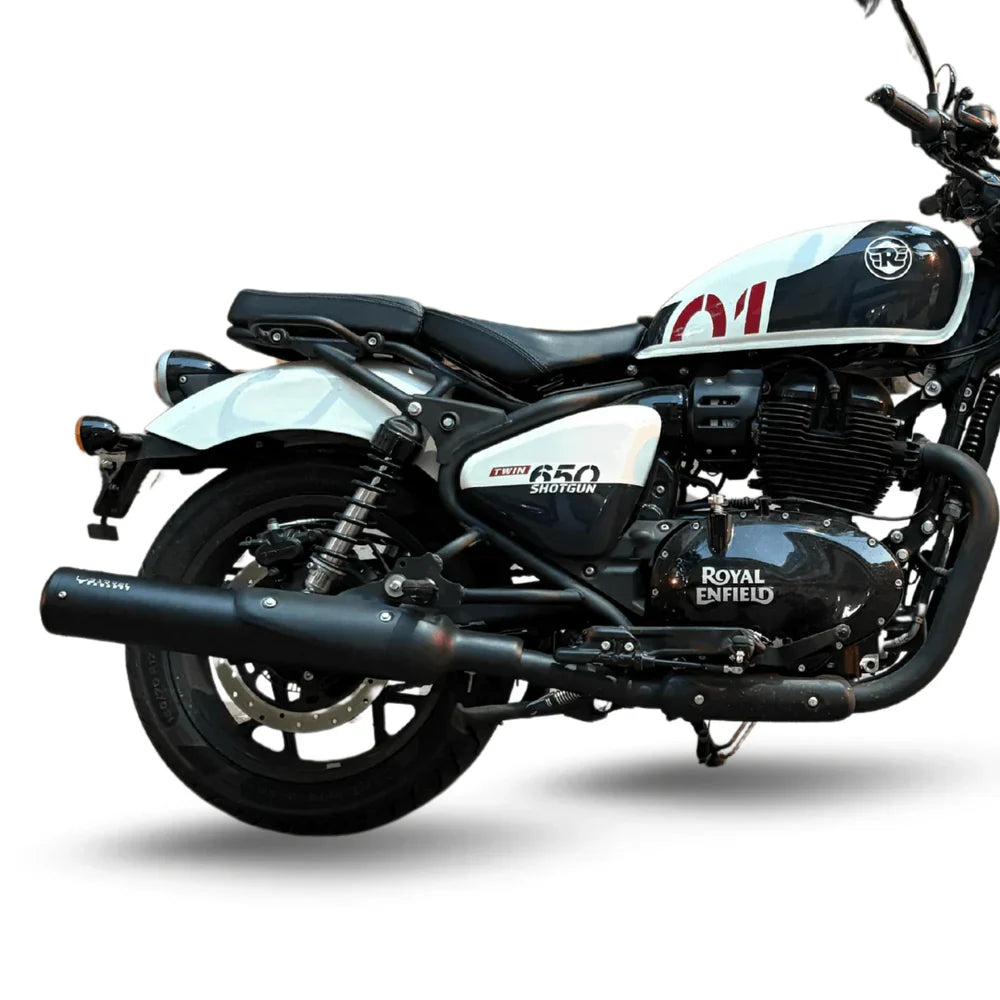 Barrel Exhaust B-16 Bass Master Slip-On Exhaust for Royal Enfield Shotgun 650 | SS304 Performance Exhaust with Deep Bass