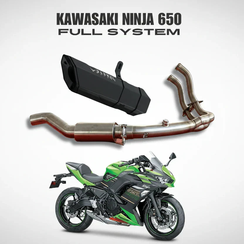Barrel Rogue 2.0 Full System Exhaust for Kawasaki Ninja 650 | 304 Stainless Steel Performance Exhaust