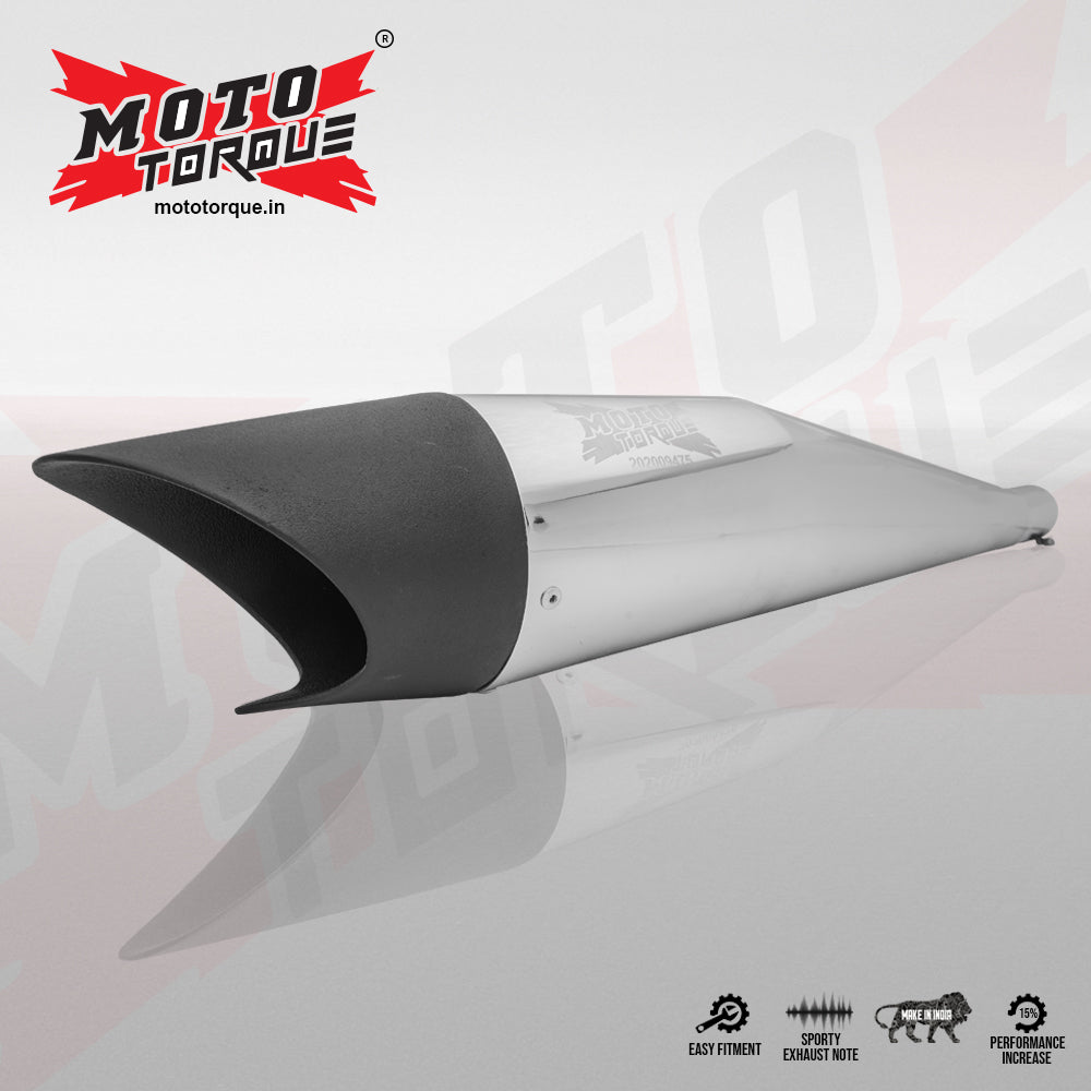 Moto Torque Shark Half Chrome Performance Exhaust for Royal Enfield – Universal UCE Slip-On Exhaust - View 4