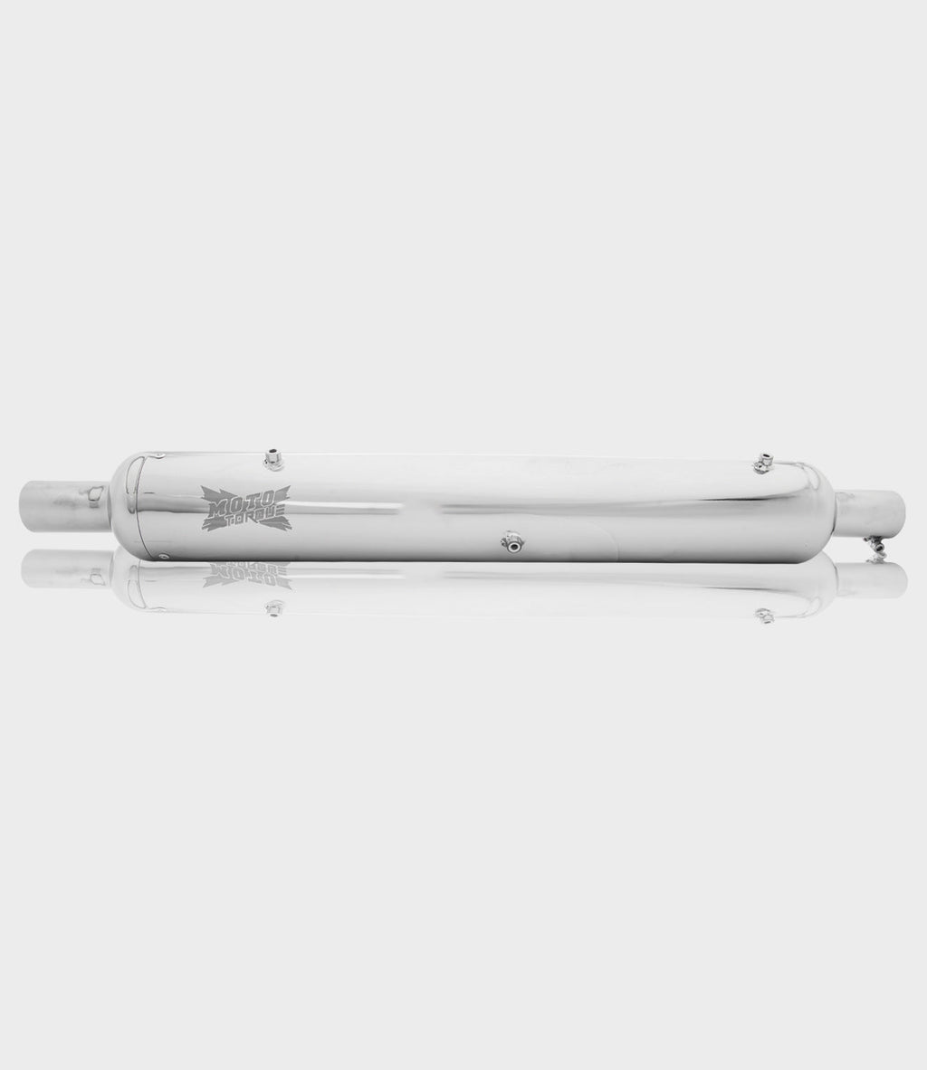 Moto Torque Replica Chrome Exhaust for Royal Enfield Classic 350/500 BS6 | Performance Exhaust with Deep Bass Sound