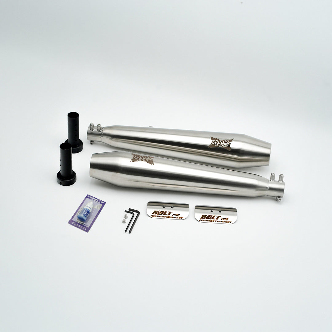 Moto Torque BOLT PRO Performance Exhaust Matte for Royal Enfield Interceptor 650 / Continental GT 650 | Free Flow Slip-On