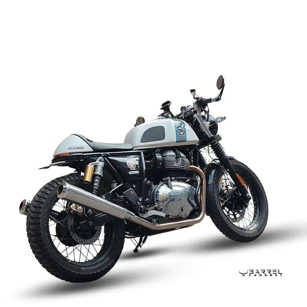 Barrel Exhaust-10 Bass Master Polish Slip-On Exhaust for Royal Enfield Interceptor 650 / Continental GT 650 | 304 Stainless
