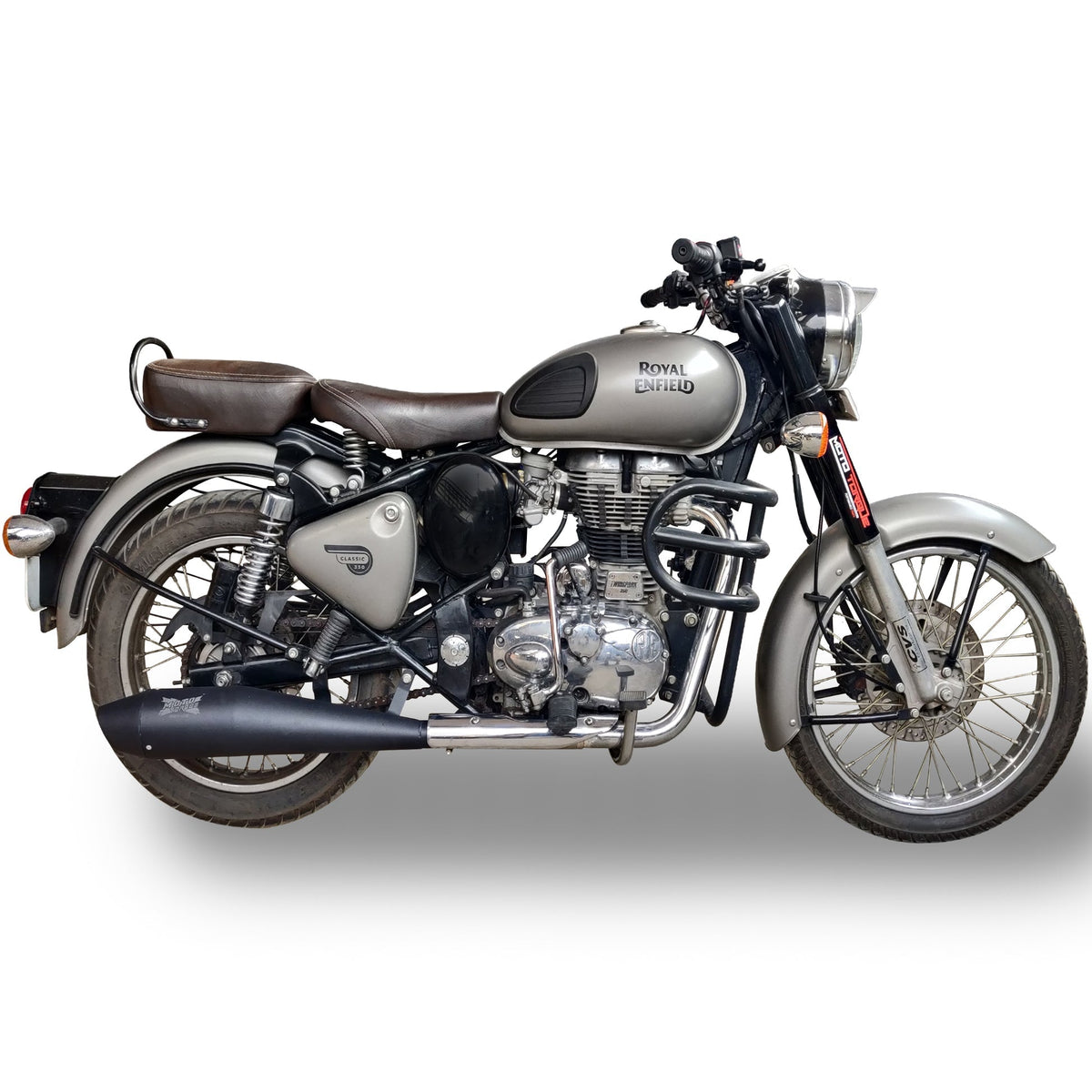 Moto Torque Dolphin Black Performance Exhaust for Royal Enfield – Universal UCE Slip-On Exhaust - View 4