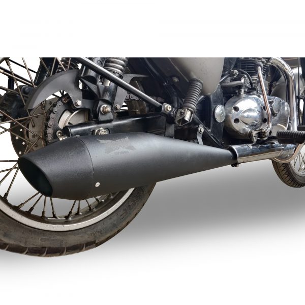 Moto Torque Dolphin Black Performance Exhaust for Royal Enfield – Universal UCE Slip-On Exhaust - View 6