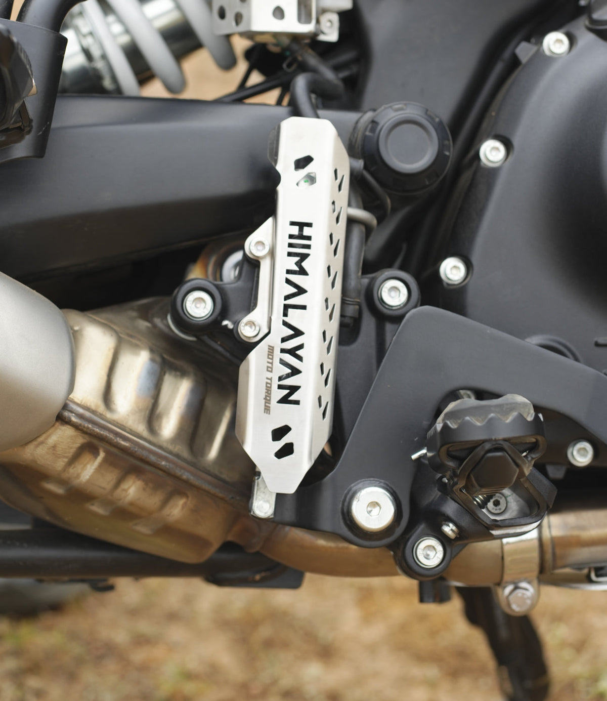 Moto Torque Rear Master Cylinder Guard (SS) for Royal Enfield Himalayan 450 – Stainless Steel Rear Brake Protector - View 3