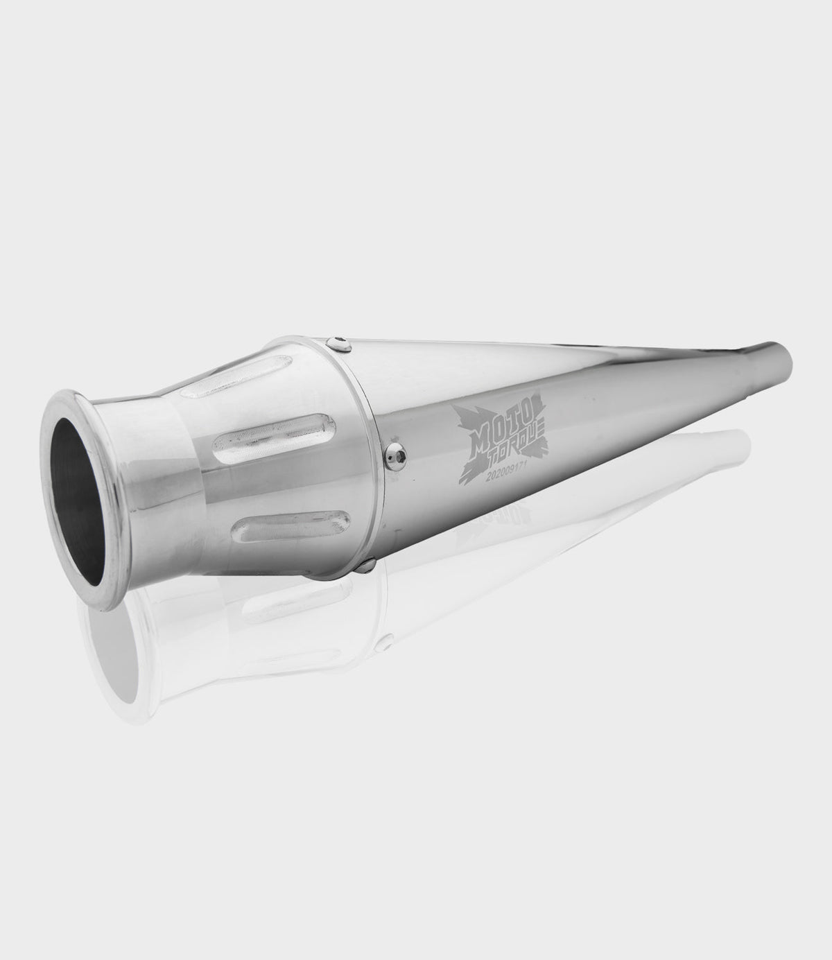 Moto Torque Launcher Chrome Exhaust for Royal Enfield UCE Models – Dyno Proven Performance Silencer