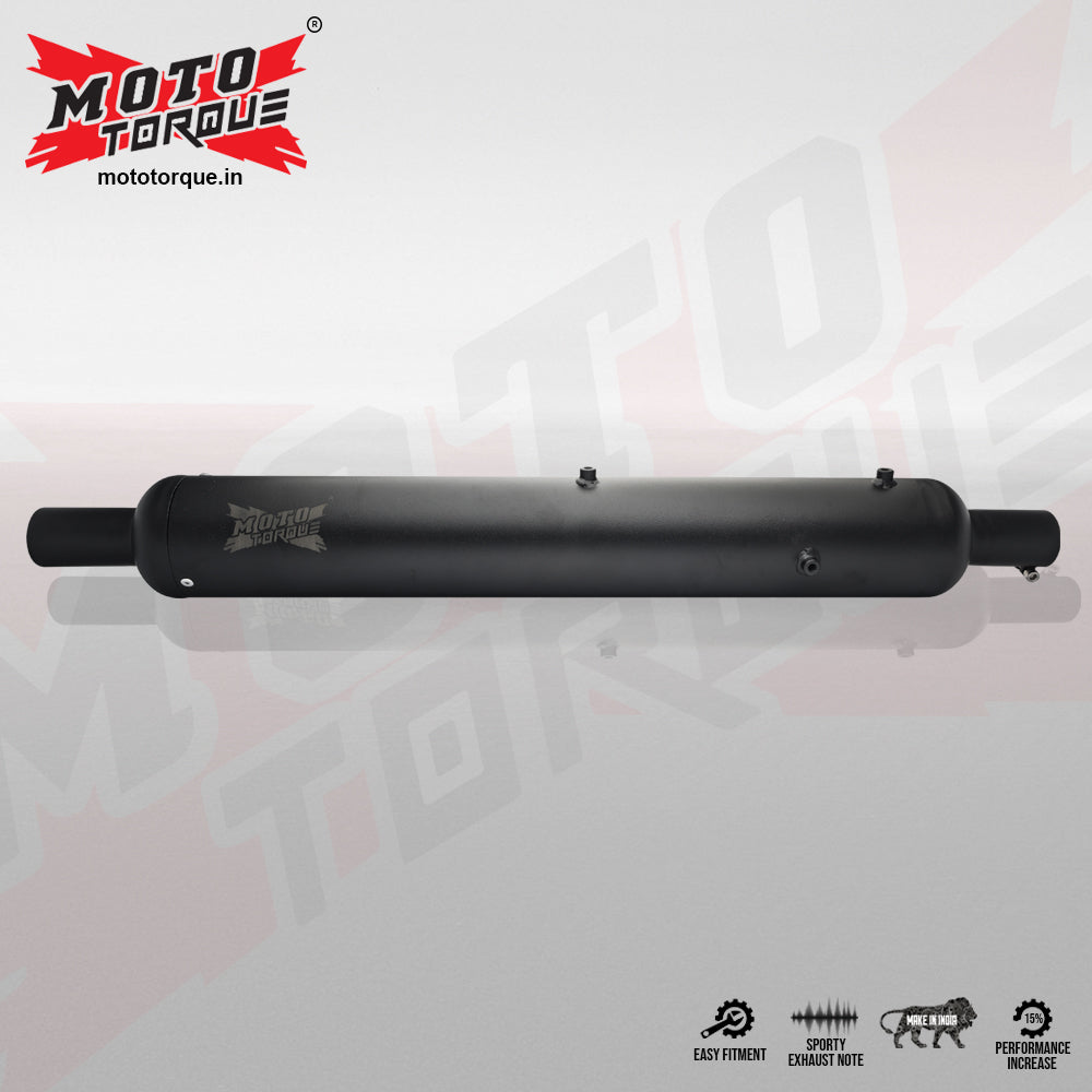 Moto Torque Replica Black Exhaust (BS4) for Royal Enfield – Stock Look Performance Bass Silencer - View 2