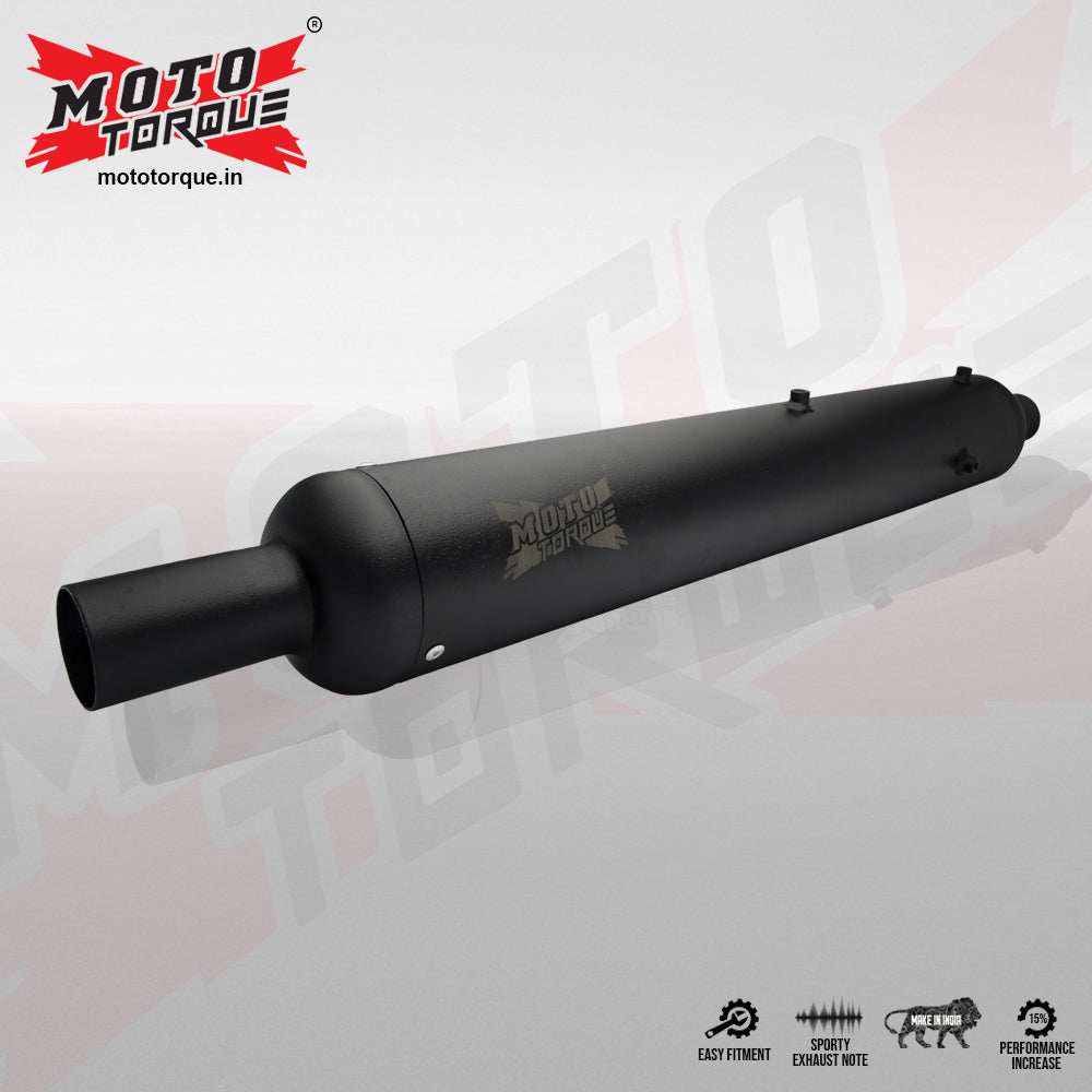 Moto Torque Replica Black Exhaust (BS4) for Royal Enfield – Stock Look Performance Bass Silencer - View 4