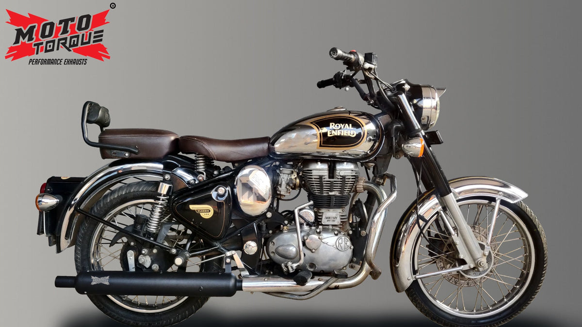 Moto Torque Replica Black Exhaust (BS4) for Royal Enfield – Stock Look Performance Bass Silencer - View 5