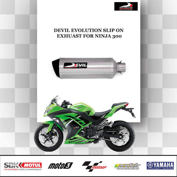 Devil Evolution Slip-On Exhaust with Link Pipe for Kawasaki Ninja 400 / Kawasaki Ninja 500 | Performance Racing Exhaust India