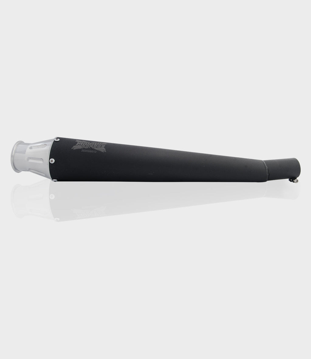 Moto Torque Launcher Black Exhaust for Royal Enfield UCE Models – Dyno Proven Performance Silencer