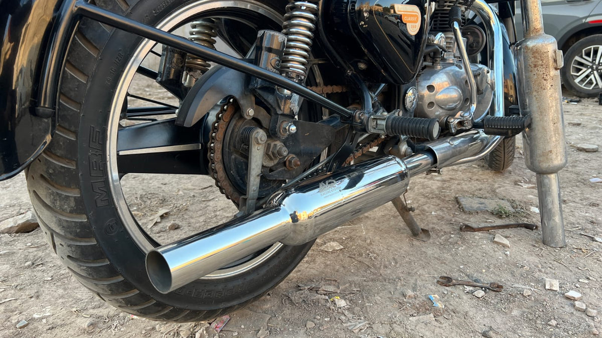 KP Racing System INDORI Exhaust for Royal Enfield Bullet 350, Classic 350, Thunderbird 350 & Electra 350 | SS304 Stainless