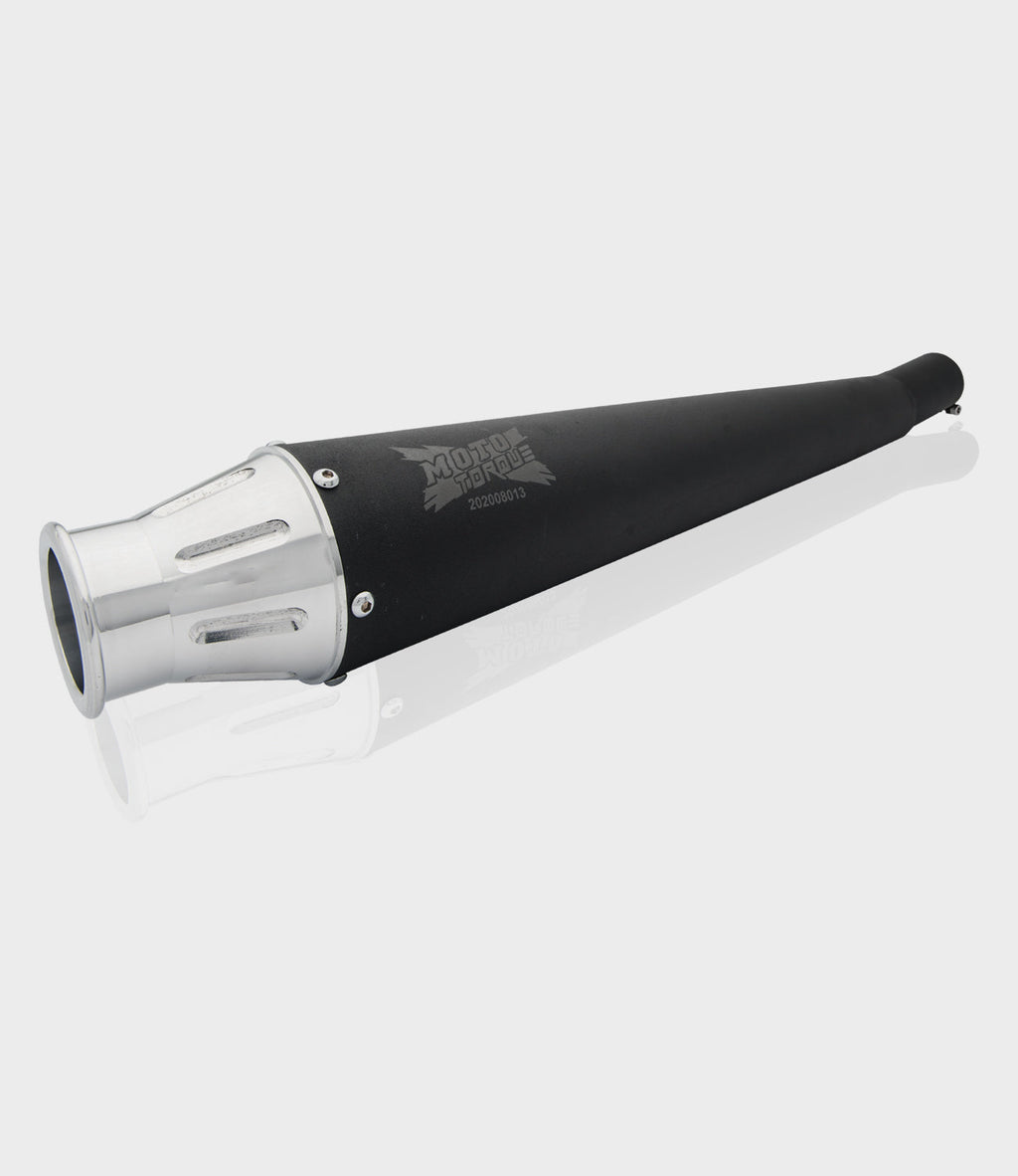 Moto Torque Launcher Black Exhaust for Royal Enfield UCE Models – Dyno Proven Performance Silencer - View 2