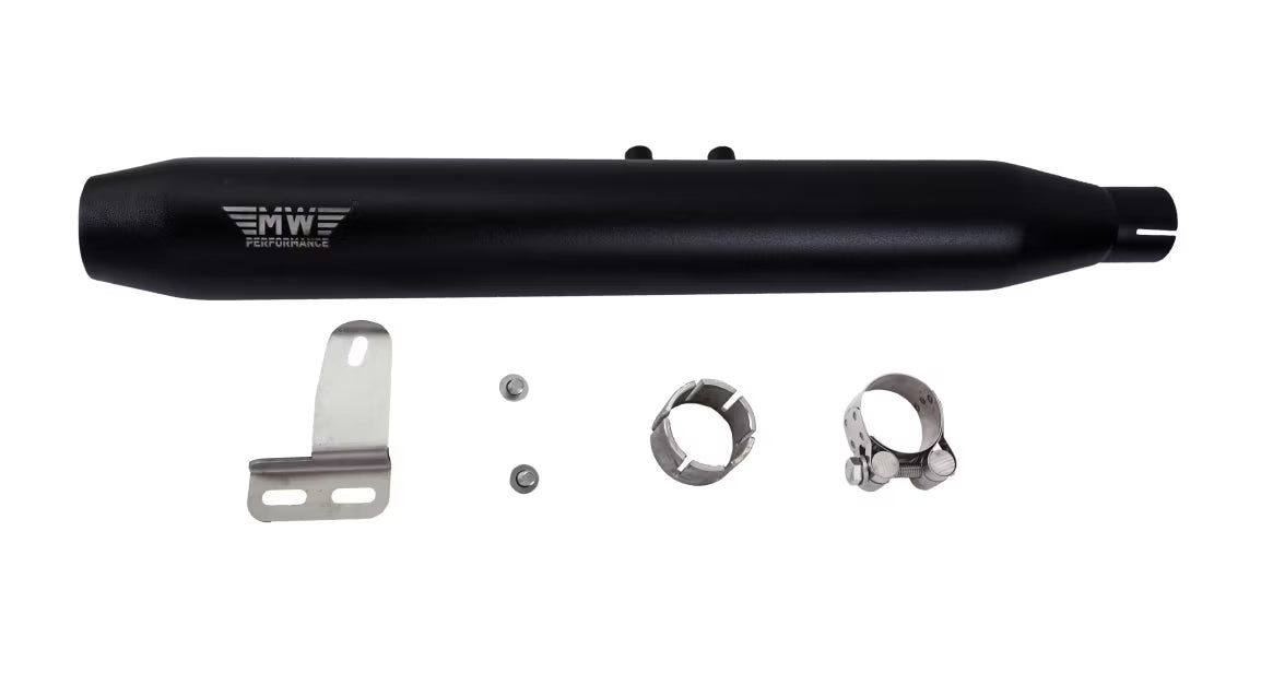 Motowings Performance Type I Short Barrel Exhaust Black | Royal Enfield Classic 350/500 BS3 BS4 BS6 | Stainless Steel 304
