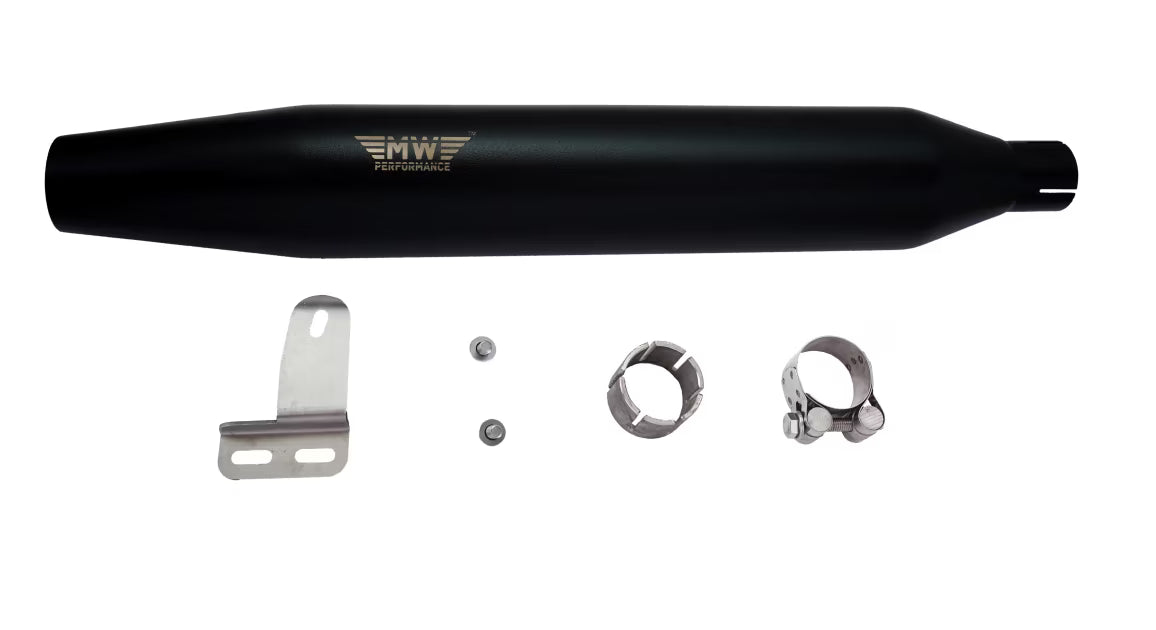 Motowings Performance Type II Cone Barrel Exhaust (Black Texture) for Royal Enfield Classic 350/500 UCE | Deep Thump Slip-On