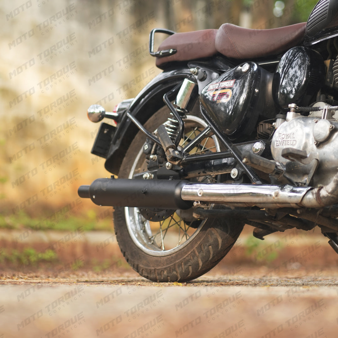 Moto Torque Replica Exhaust Black for Royal Enfield Classic 350 Reborn | Premium Black Performance Exhaust - View 3