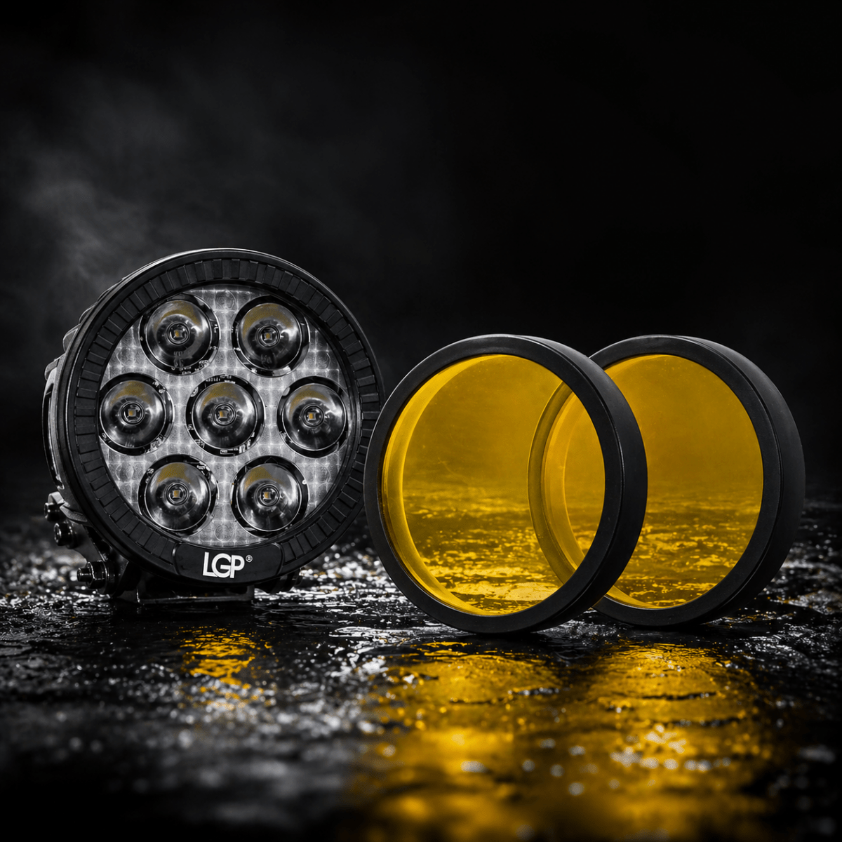 7 LED Round Yellow Filter Cap (Pack of 2) for Fog Lamp