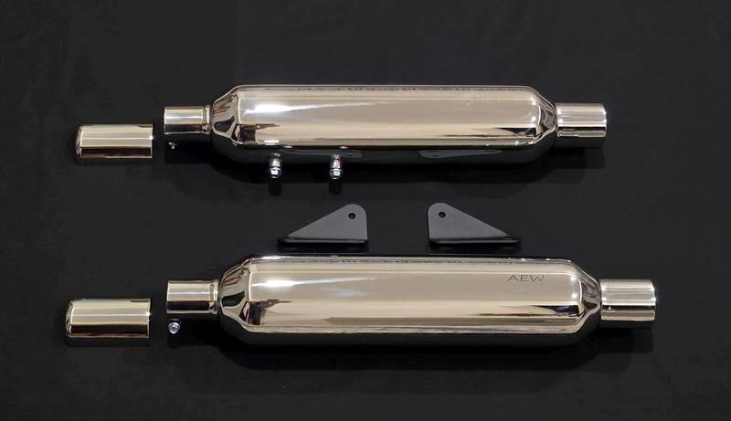 AEW TE204 Classic 650 Performance Exhaust Mirror Polish | Royal Enfield Slip-On Stainless Steel Exhaust - View 3