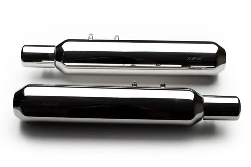 AEW TE 202 Performance Exhaust for Royal Enfield Super Meteor 650 | Stainless Steel & Chrome Exhaust Silencer