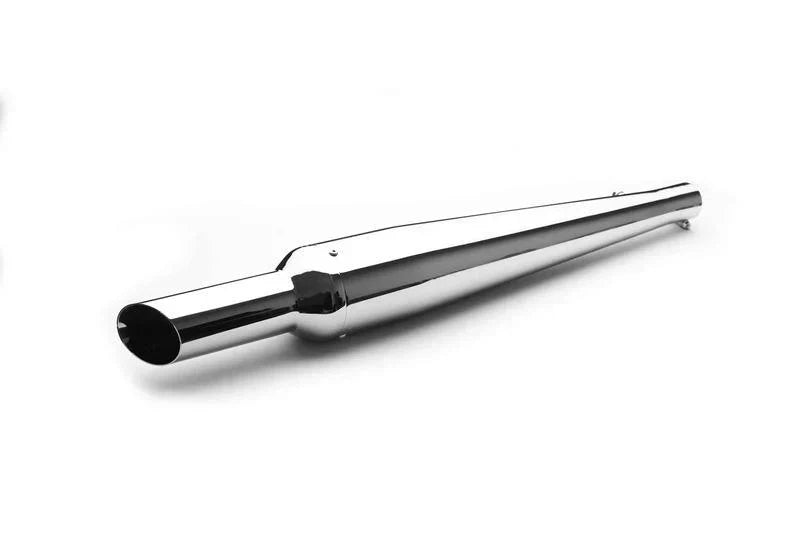 AEW Stunner Performance Exhaust | Free Flow Motorcycle Silencer | Chrome, Black Chrome & Stainless Steel Variants - View 3