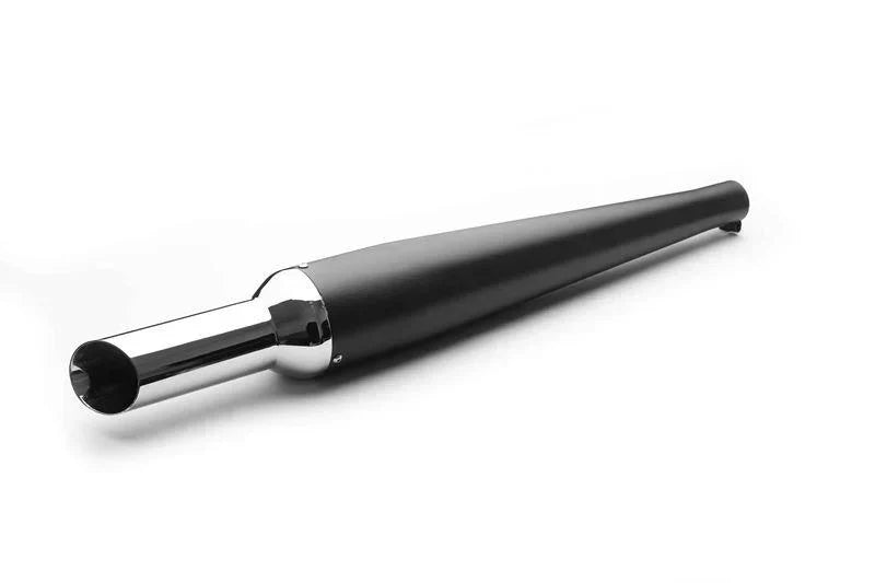 AEW Stunner Performance Exhaust | Free Flow Motorcycle Silencer | Chrome, Black Chrome & Stainless Steel Variants - View 2