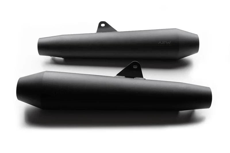 AEW TE 102 Megaphone Performance Exhaust for Interceptor 650 / Continental GT 650 | Black, Stainless Steel & Mirror Polish