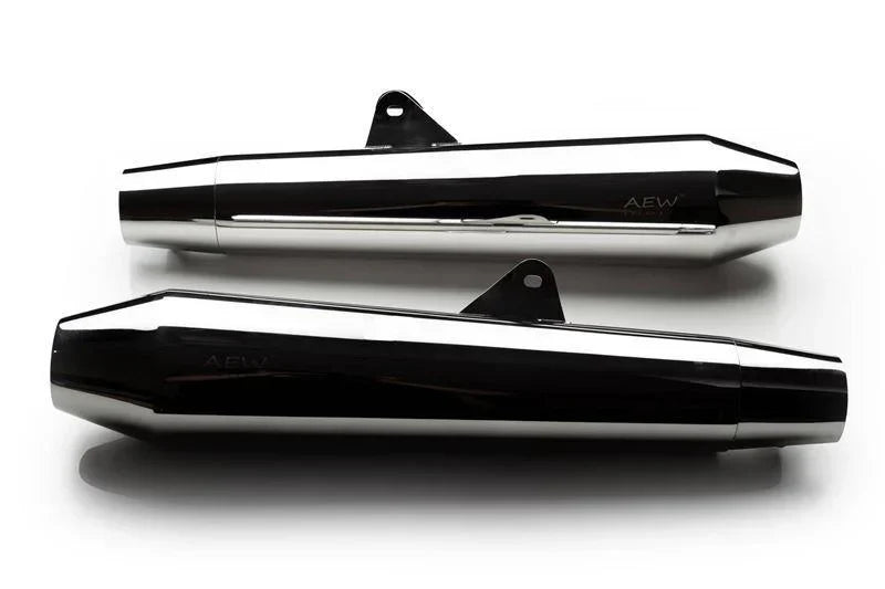 AEW TE 102 Megaphone Performance Exhaust for Interceptor 650 / Continental GT 650 | Black, Stainless Steel & Mirror Polish