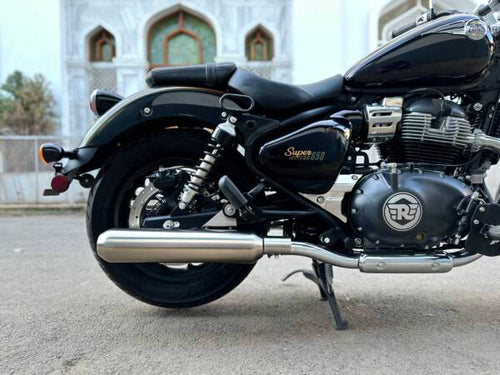 AEW Performance Exhaust for Royal Enfield Super Meteor 650 | TE 202 SS304 Stainless Steel Matt Polish Silencer - View 2