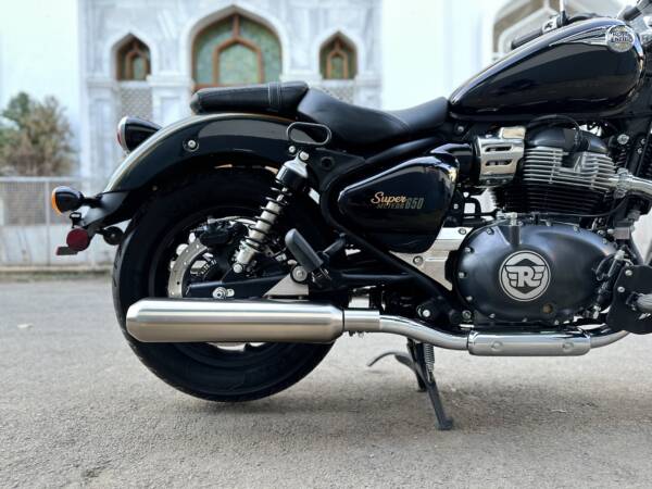 AEW TE 202 Performance Exhaust for Royal Enfield Super Meteor 650 | Stainless Steel & Chrome Exhaust Silencer - View 6