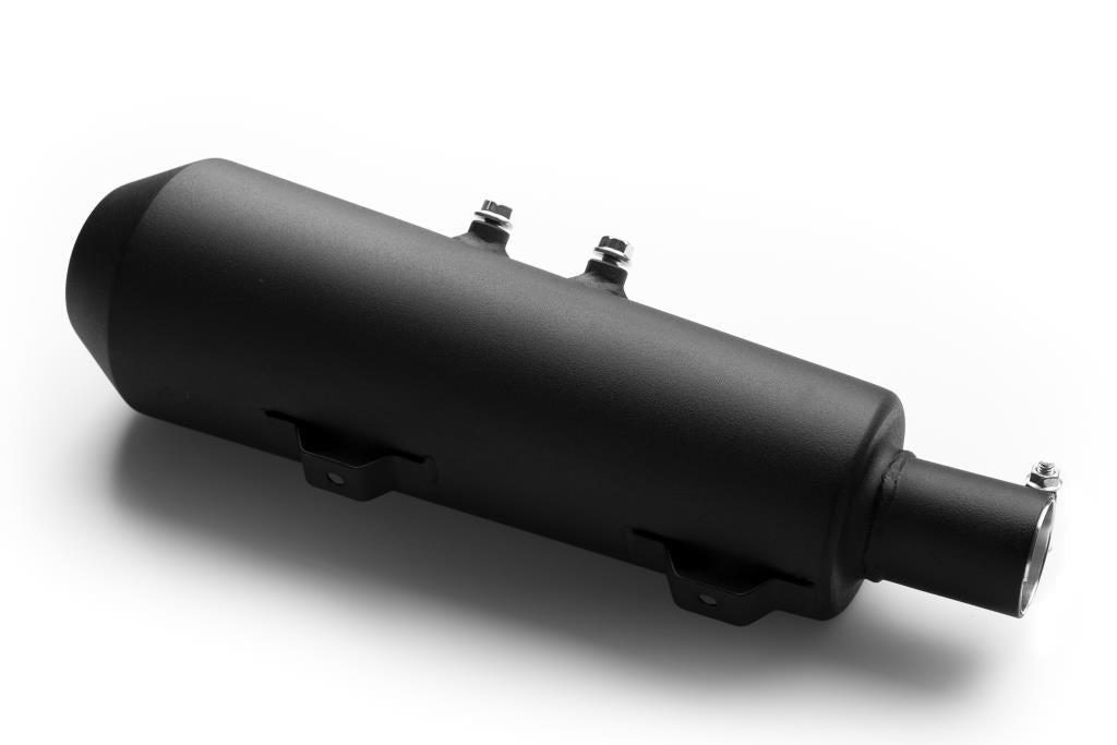 AEW Hunter 350 Short Megaphone Free Flow Exhaust Mild Steel Black (89200) | Royal Enfield Performance Silencer - View 2