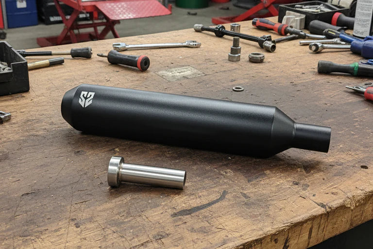 SS Motocorp Slip-On Exhaust for Royal Enfield Classic Reborn 350 | Steel Polished & Matte Black Finish Performance Silencer