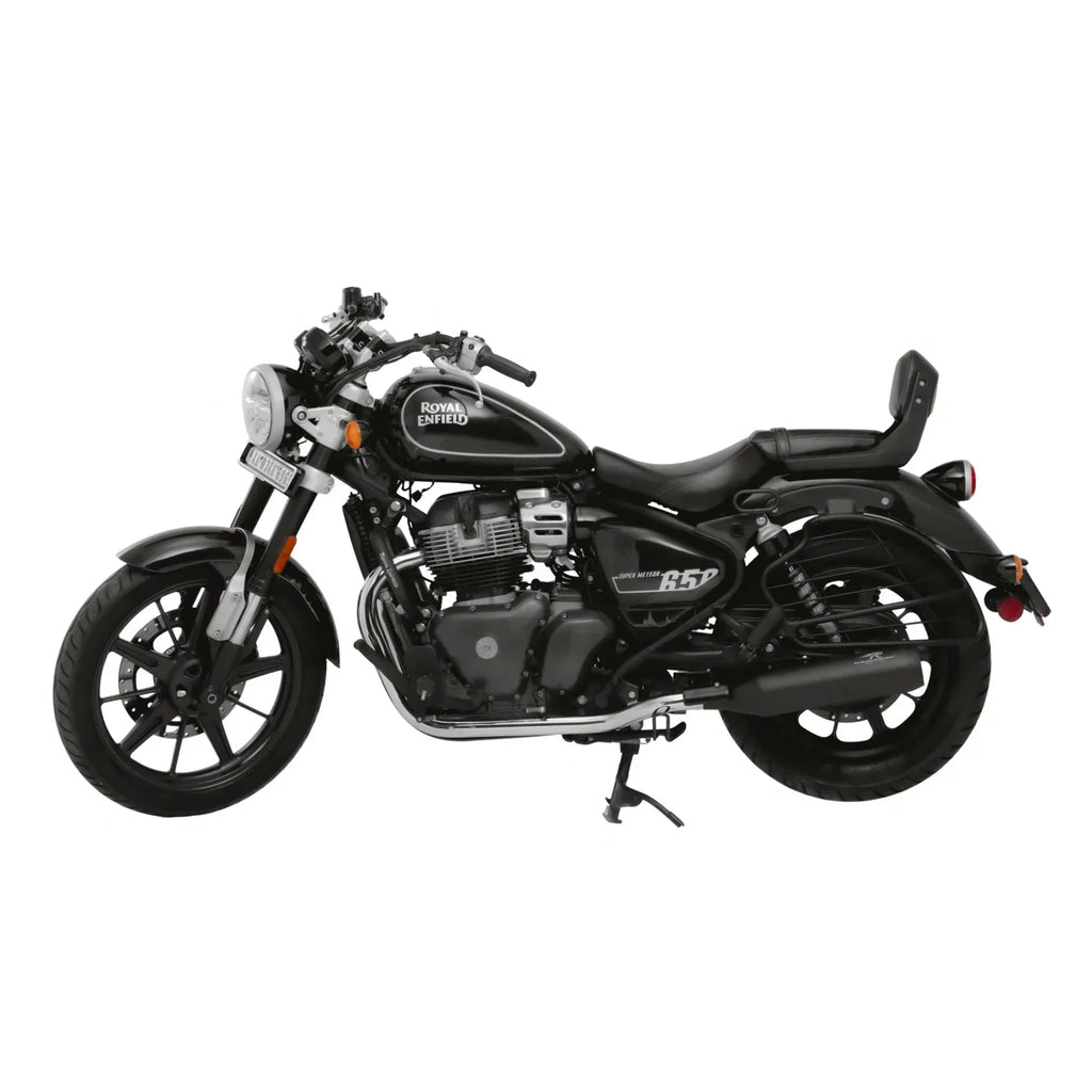 Red Rooster Astral Exhaust for Royal Enfield Super Meteor – Performance Slip-On (Black / Polish) - View 3
