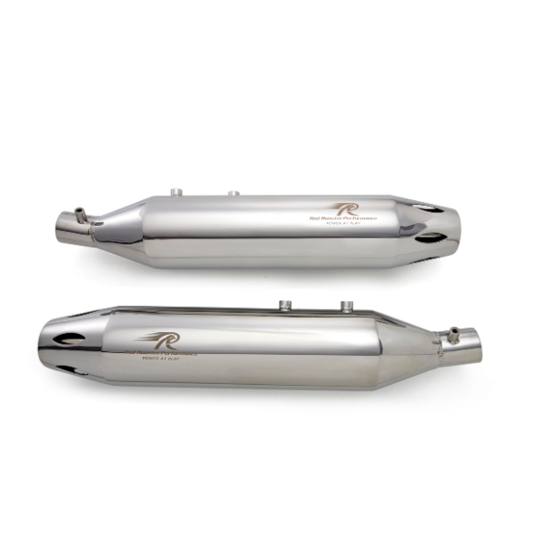 Red Rooster Astral Polish Exhaust for Royal Enfield Super Meteor 650 – SS304 Chrome Performance Silencer - View 2