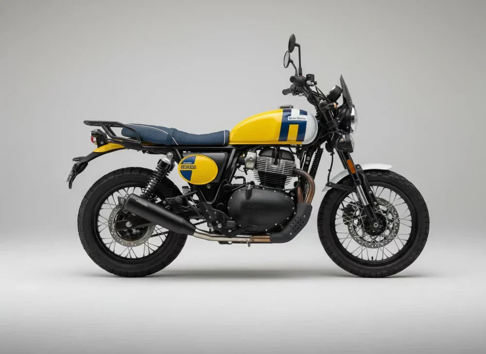 Barrel Bass Master B-20 Slip-On Exhaust with Decat Pipe for Royal Enfield Bear 650 | 304 Stainless Steel Performance Exhaust