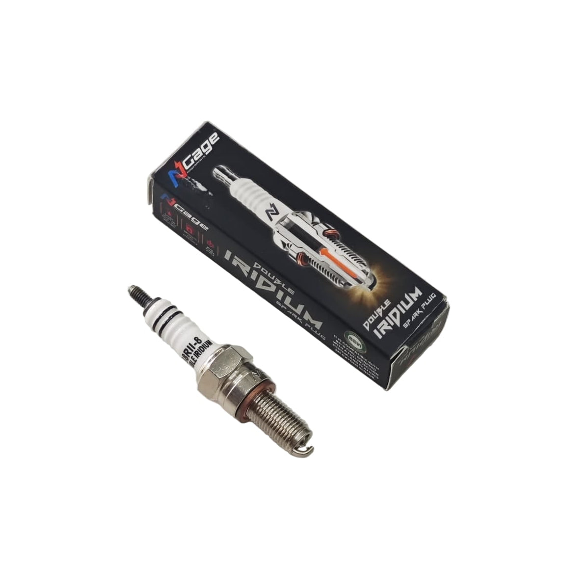 Ngage Double Iridium Spark Plug for Bajaj Pulsar 200NS, NS200 & RS200 Triple Spark (Side Plugs x2) | B8RII-8 | High