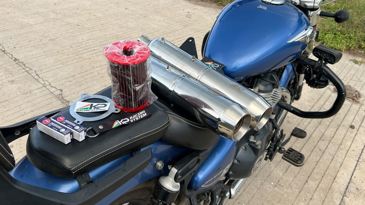 KP Racing System BASSMASTER Stage 2 Combo for Royal Enfield Super Meteor 650 | SS304 Performance Exhaust Kit | Dyno Tested