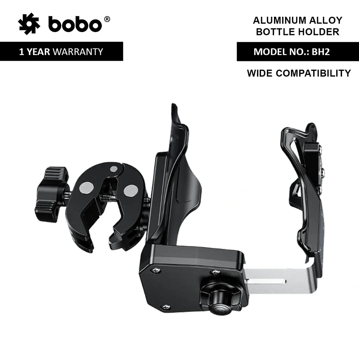 BOBO BH2 Universal Motorcycle Bottle Holder, Black - View 2