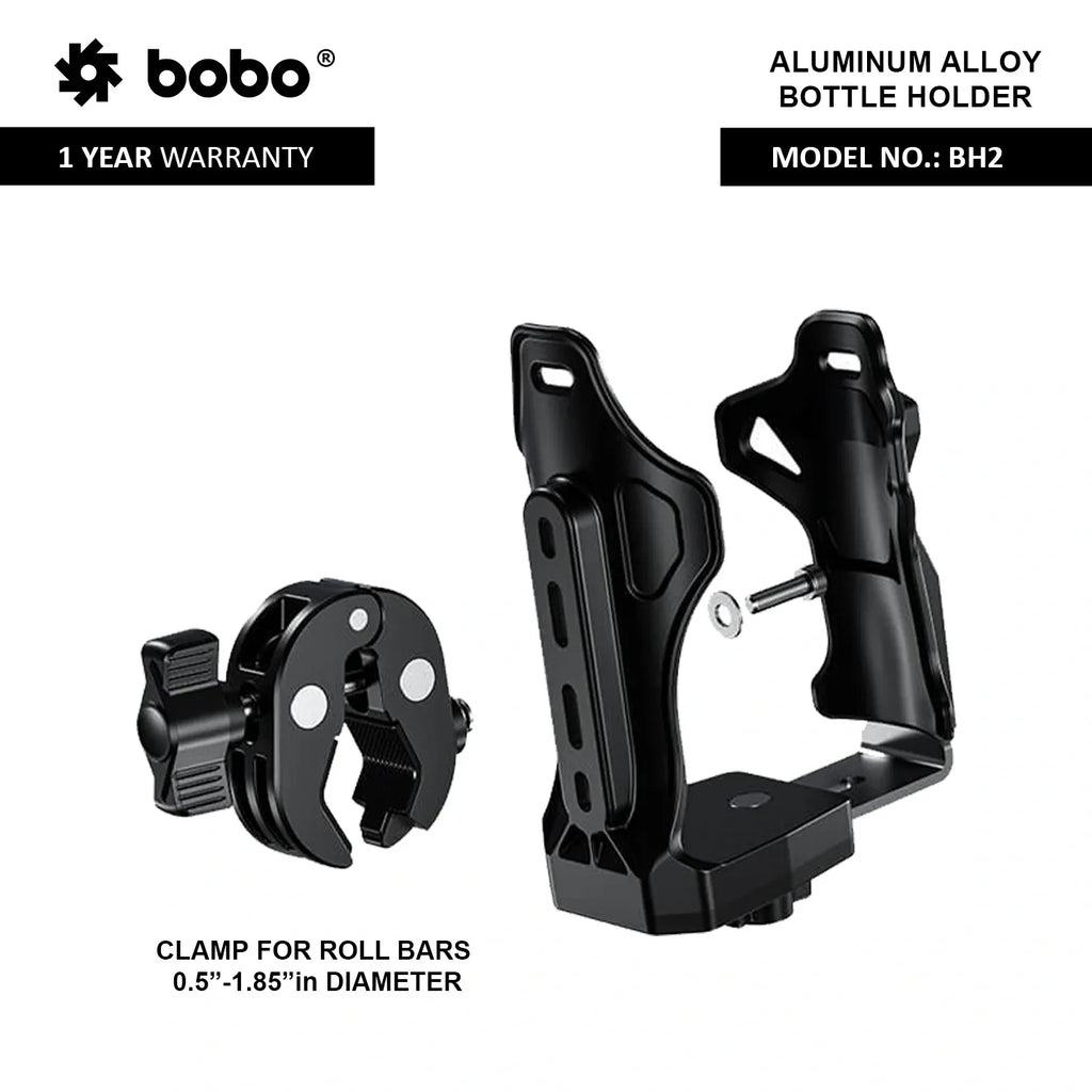 BOBO BH2 Universal Motorcycle Bottle Holder, Black - View 3