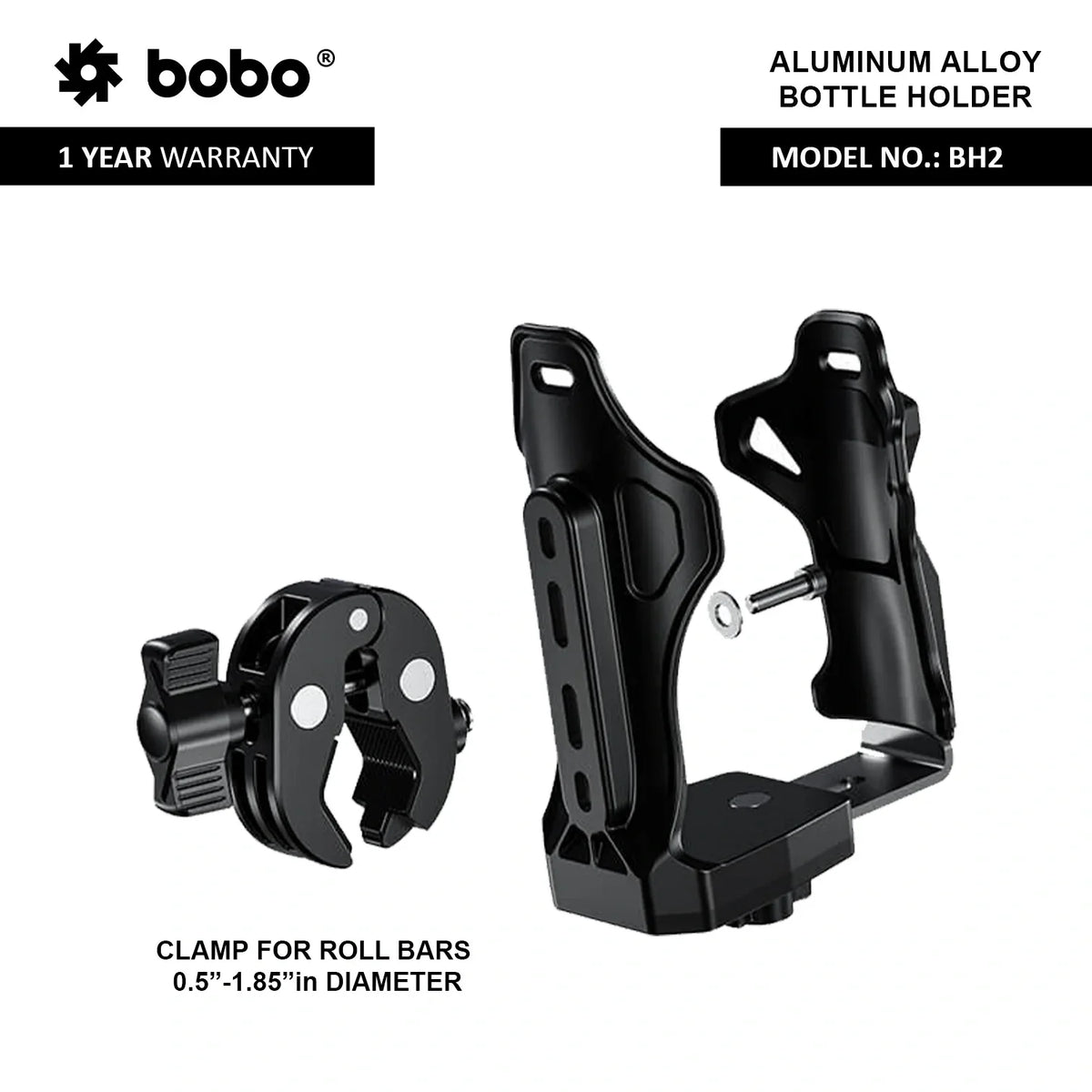 BOBO BH2 Universal Motorcycle Bottle Holder, Black - View 3