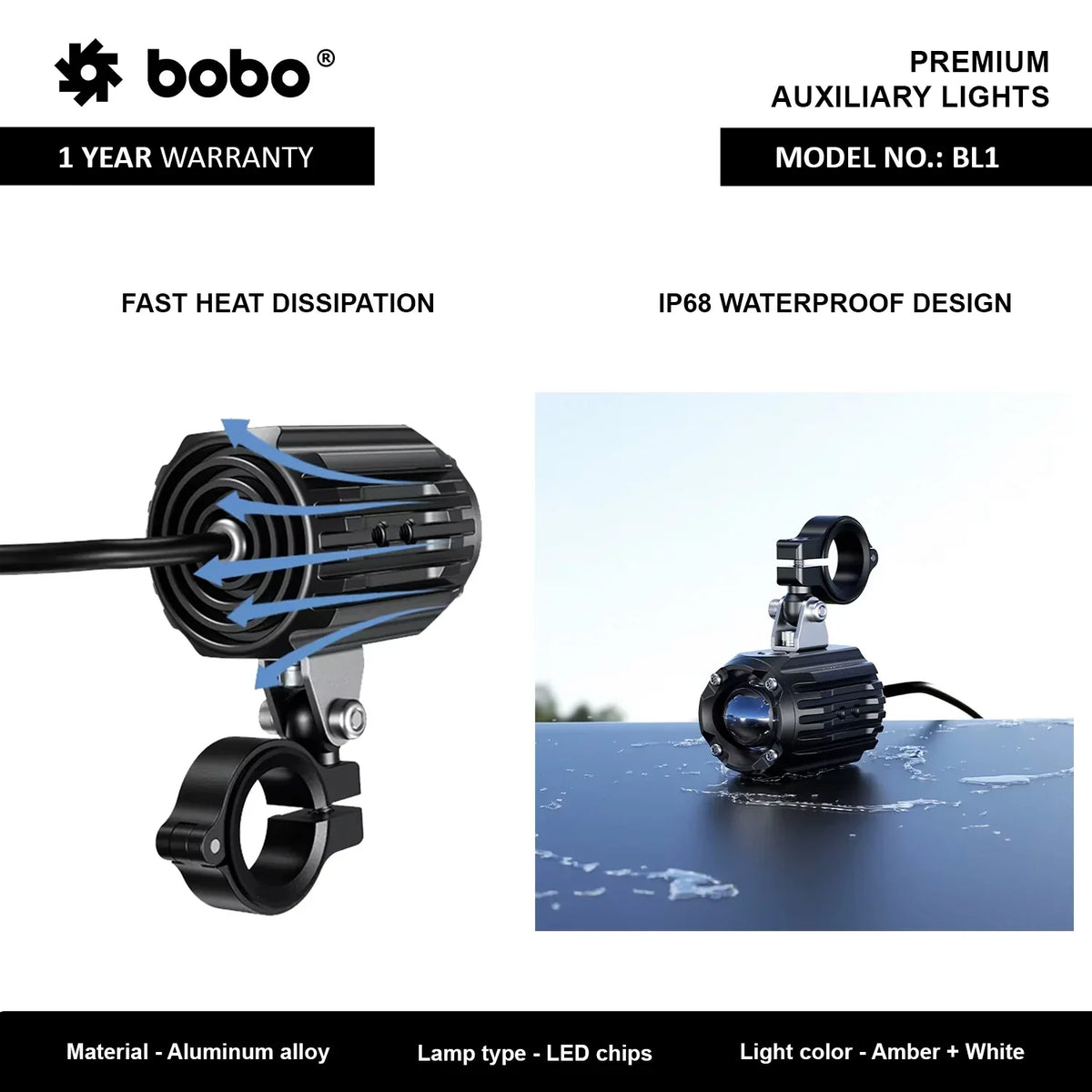 BOBO BL1 Auxiliary LED Lights with Dual Colour & 6000 Lumens - View 2