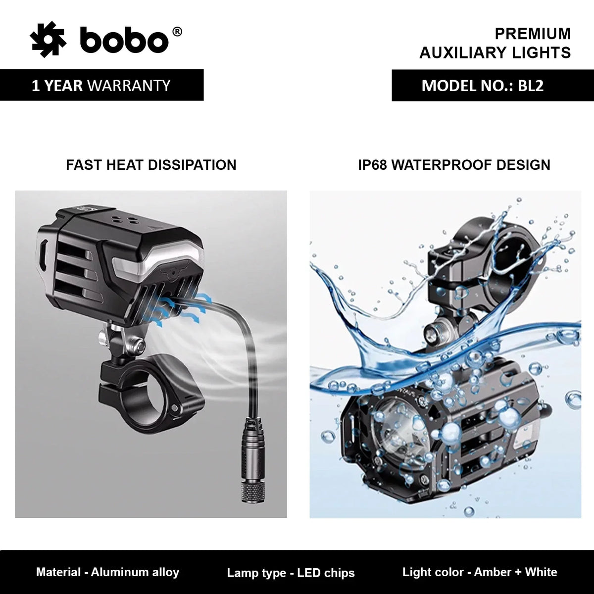 BOBO BL2 Auxiliary LED Lights with Dual Colour & 9000 Lumens - View 2