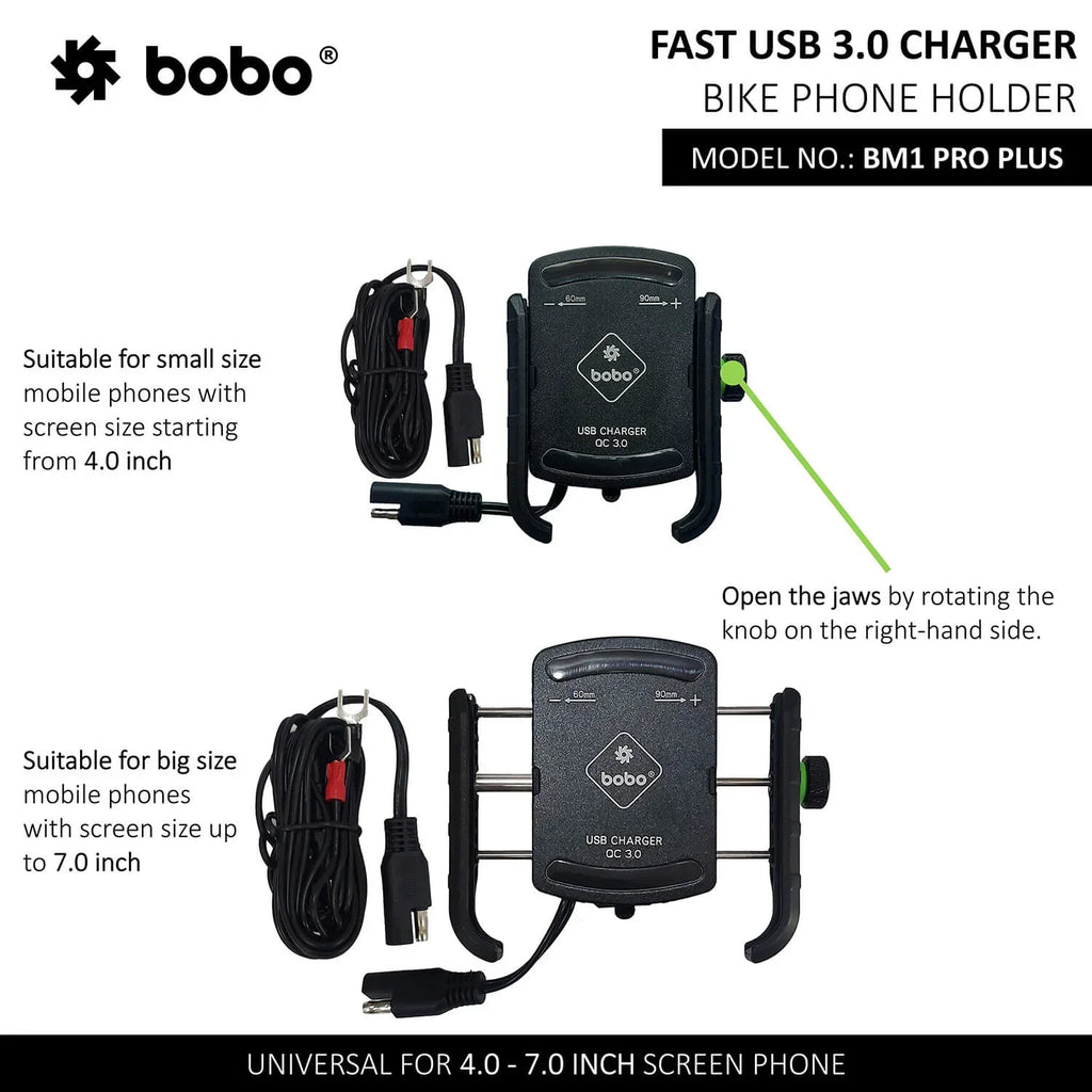 BOBO BM1 PRO PLUS Bike Phone Holder with Vibration Damper & USB 3.0 Charger - View 3