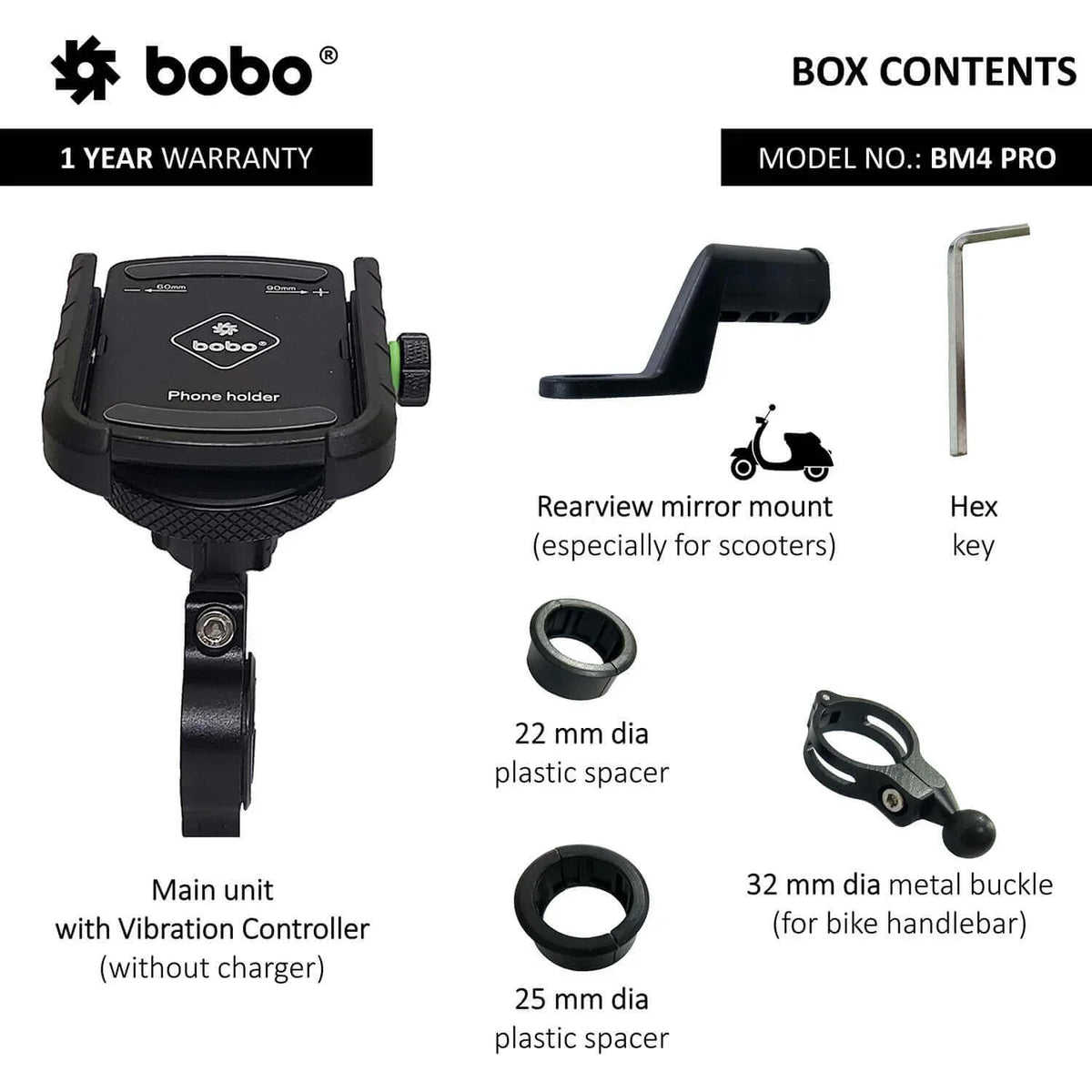 BOBO BM4 PRO Bike Phone Holder with Vibration Controller - View 6