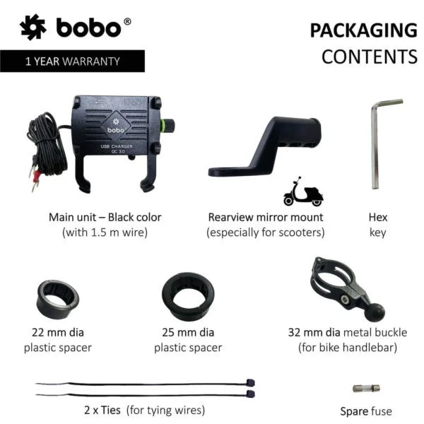 BOBO BM5 Aluminium Bike Phone Holder With Fast USB 3.0 Charger - View 6