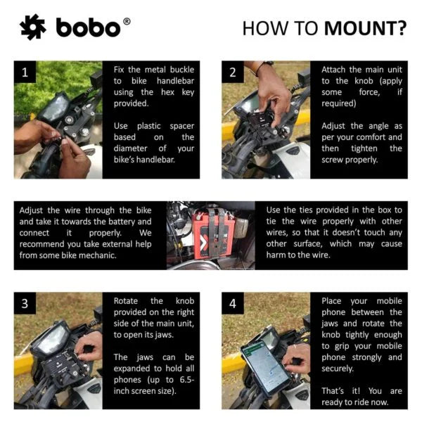 BOBO BM5 Aluminium Bike Phone Holder With Fast USB 3.0 Charger - View 5