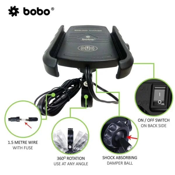 BOBO BM6 Bike Phone Holder with Fast 15W Wireless Charger - View 5
