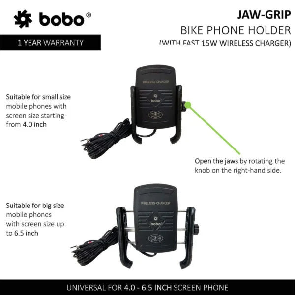 BOBO BM6 Bike Phone Holder with Fast 15W Wireless Charger - View 6