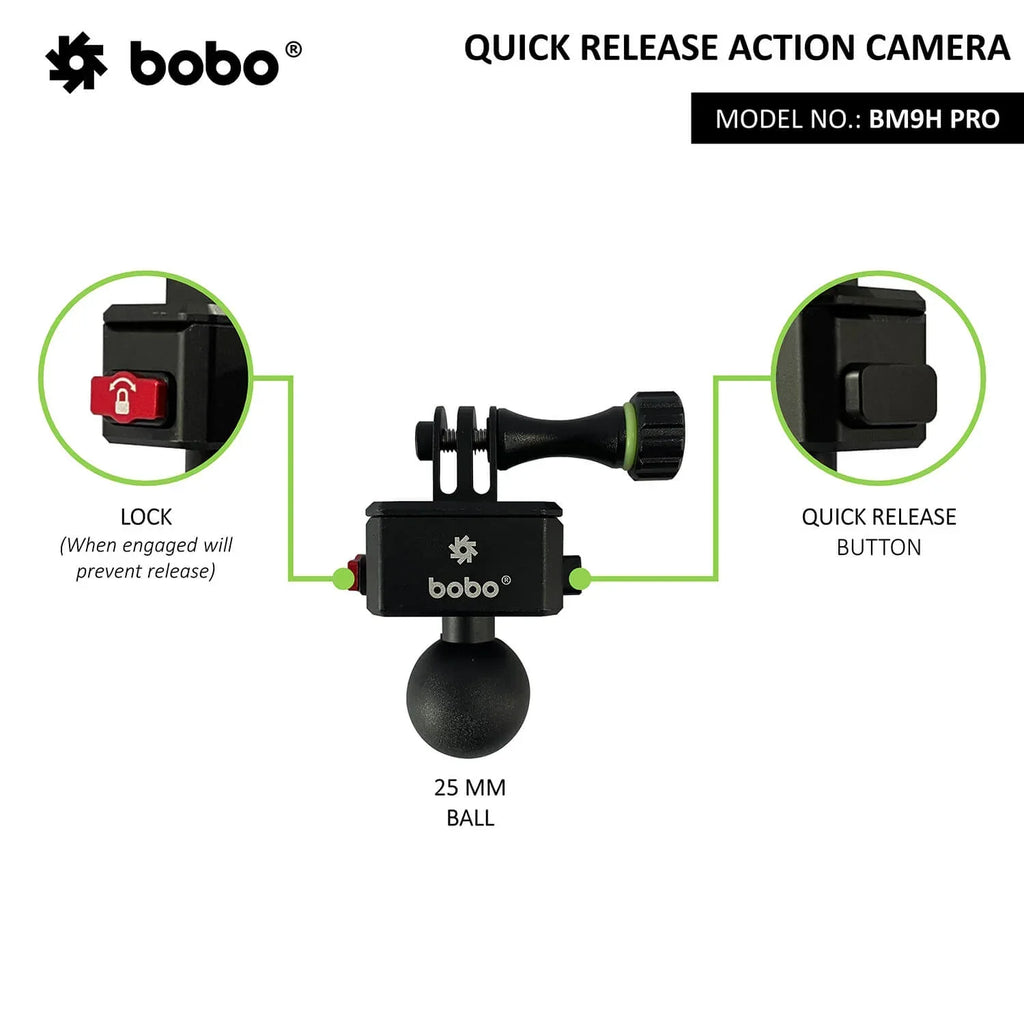 BOBO BM9H PRO – Quick Release Bike Action Camera Mount - View 3